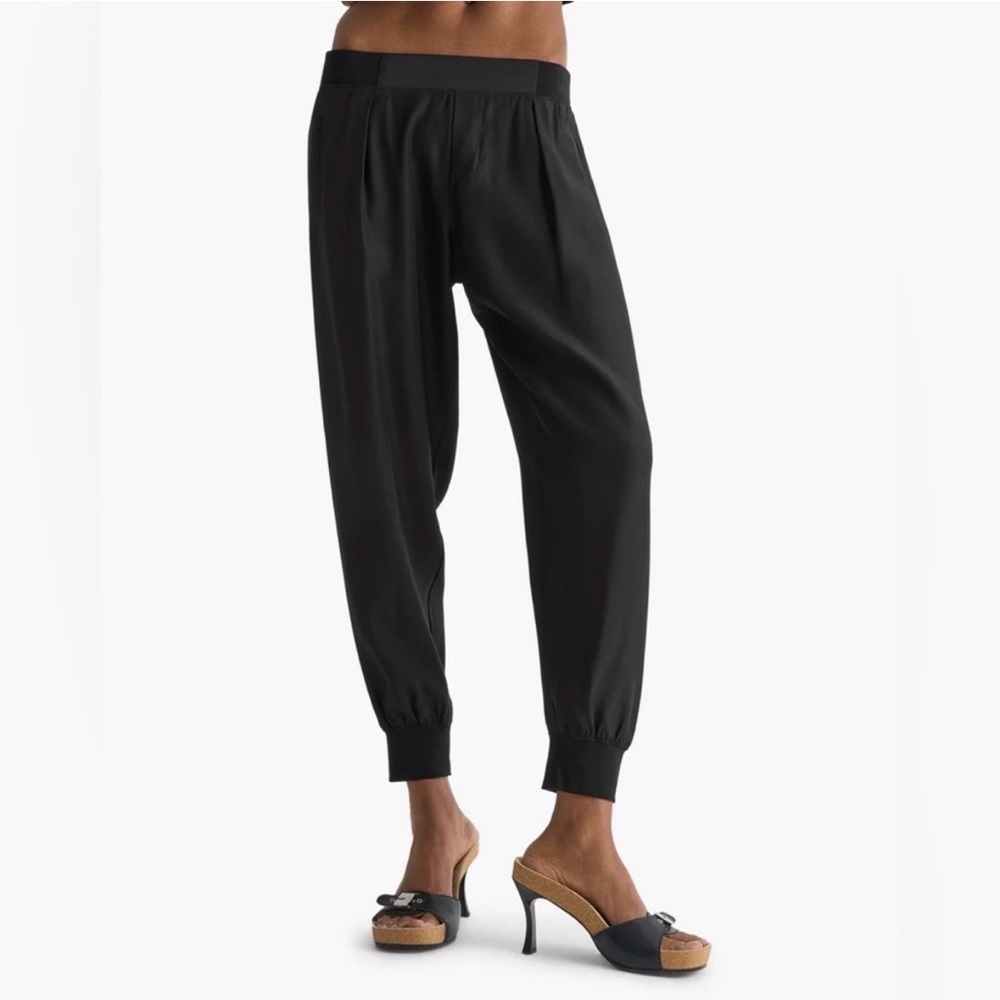 ATM Anthony Thomas 100% Silk Jogger Melillo Black Track Pants Size XS